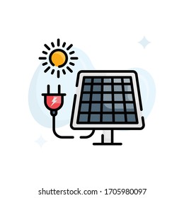 Solar Energy vector illustration. Filled outline style icon. Technology & Smart Working symbol. 