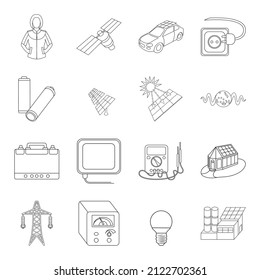 Solar energy vector illustration on white background .Isolated outline set icon eco technology.Vector outline set icon solar energy.