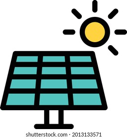 solar energy vector line colour icon