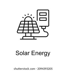 Icono de contorno del vector de energía solar para web aislada en el archivo EPS 10 de fondo blanco