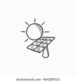 Solar energy vector sketch icon isolated on background. Hand drawn Solar energy icon. Solar energy sketch icon for infographic, website or app.