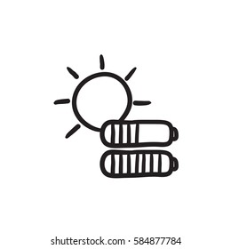 Solarenergie, Vektorgrafik Symbol einzeln auf Hintergrund. Handgezeichnete Solar Energy Ikone. Skizze für Solarenergie für Infografik, Website oder App.