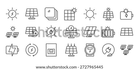 Solar Energy web banner icon set outline multistyle vector illustrations concept