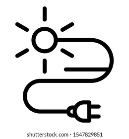Solar energy wire plug icon. Outline solar energy wire plug vector icon for web design isolated on white background