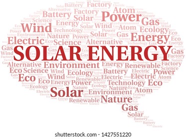 Solar Energy word cloud. Wordcloud made with text only.