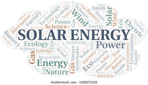Solar Energy word cloud. Wordcloud made with text only.