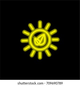 Solar energy yellow glowing neon ui ux icon. Glowing sign logo vector