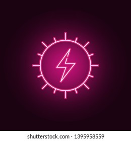 Solar enerji neon icon. Elements of ecology set. Simple icon for websites, web design, mobile app, info graphics