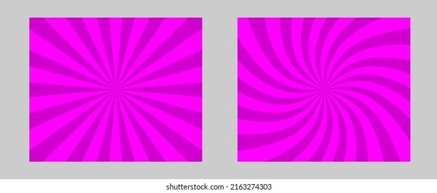 Solar explosion Sun Burst Effect. Vector Sunburst wallpaper. Pink fuchsia color burst set sun rays background. Circus background, abstract pattern with colorful rays, banner element for show, fair.
