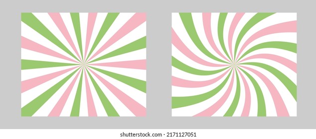 Solar explosion Sun Burst Effect. Pink, green color burst set of 2 sun rays background. Circus background, abstract pattern with concentrated line that creates a lively and bright atmosphere.