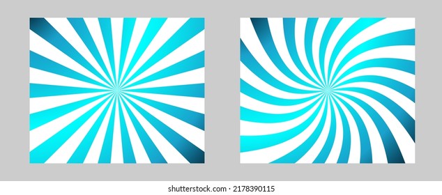 Solar explosion Sun Burst Effect. Blue green color burst set of 2 sun rays background. Circus background, abstract pattern with concentrated line that creates a lively and bright atmosphere.