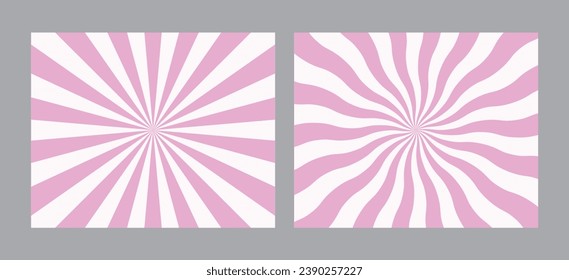 Solar explosion Sun Burst Effect. Vector Sunburst wallpaper. Pink rose color burst set of 2 sun rays background. 