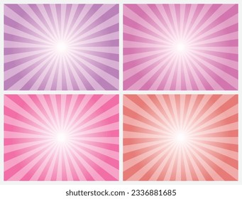 Solar explosion sunburst effect background. Vector sunburst wallpaper. Pink sun rays background. Circus background. Abstract pattern with colorful rays, banner element for show, fair.