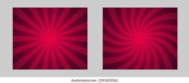 Explosión solar Efecto SunBurst. Fondo de pantalla Vector Sunburst para Navidad o tarjeta de San Valentín. Colores de vino rojo rayos solares rojos conjunto de fondo . Símbolo abstracto de banner para show, fair, circo