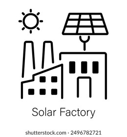 Solar factory icon designed in line style 