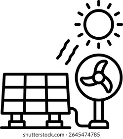 Solar fan vector icon. Can be used for printing, mobile and web applications.