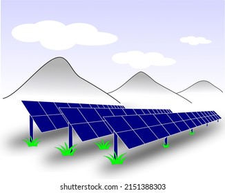 solar farm electric panels vector ,solar landscape vector