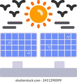 Solar farm Flat Vector Icon Design