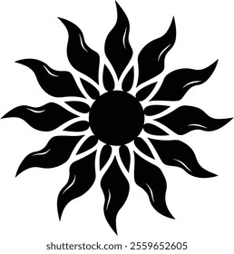 Solar Flame Mandala silhouette vector