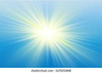 Solar flare of lenses in the blue sky