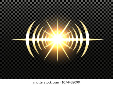 Solar flash, star, light from the searchlight, car headlights. Light effect. On a transparent background. Vector illustration