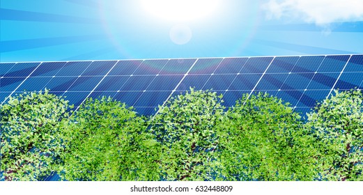 Solar fresh green landscape background