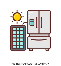 Icono de la Nevera solar en vector. Ilustración