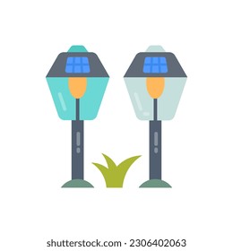 Icono de luces de jardín solar en vector. Ilustración