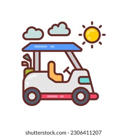 Solar Golf Cart icon in vector. Illustration