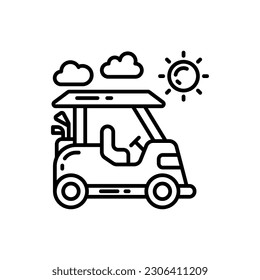 Icono del carro de golf solar en vector. Ilustración
