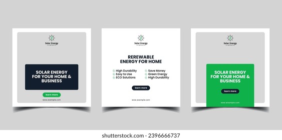 solar green energy social media post banner design vector illustrator 