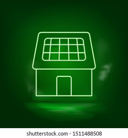 Solar, home, charger neon vector icon. Save the world, green neon.