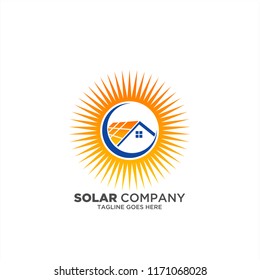 Solar Home logo vector template, Solar logo, Home Solar icon vector logo 