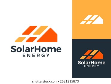 solar home panel energy logo. creative solar sun electric technology vector design concept