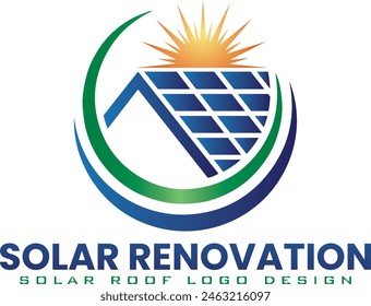 solar home renovation vector logo design for download