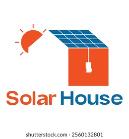 solar house flat minimalist logo design