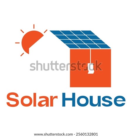 solar house flat minimalist logo design