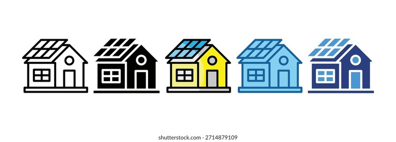 Solar House Icon Set Multiple Style Collection