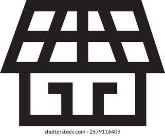 Solar House Icon Silhouette vector