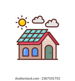 Solar House icon in vector. Illustration