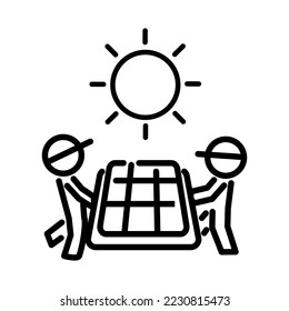 solar house installer service team for solar cell eco energy icon vecter isolated