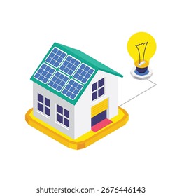 Solar House isometric vector illustration.