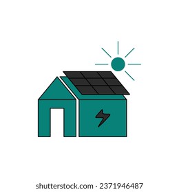Solar house in lineal color icon. Vector illustration design element template in trendy and unique style. Editable graphic resources for your creativity project.