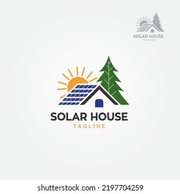 Solar house logo, vector image