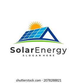 Solar House Logo Vector Template, Creative Sun Energy Logo Design Concepts