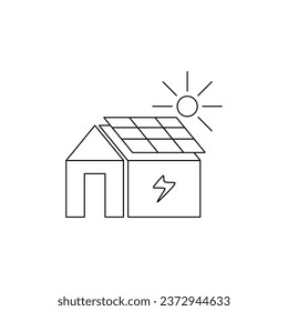 Solar house in outline icon. Vector illustration design element template in trendy and unique style. Editable graphic resources for your creativity project.