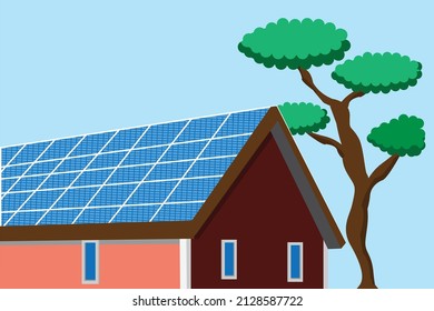 Solar House And Sunshine For Electromobility Concept.