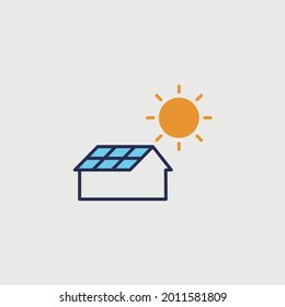 Sonnenhaus-Vektorsymbol für SolarDachdachsonnenenergie