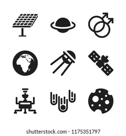 solar icon. 9 solar vector icons set. saturn, asteroids and mars icons for web and design about solar theme