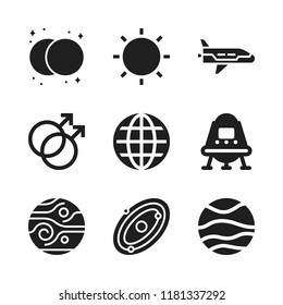 solar icon. 9 solar vector icons set. spacecraft, mars and planet icons for web and design about solar theme